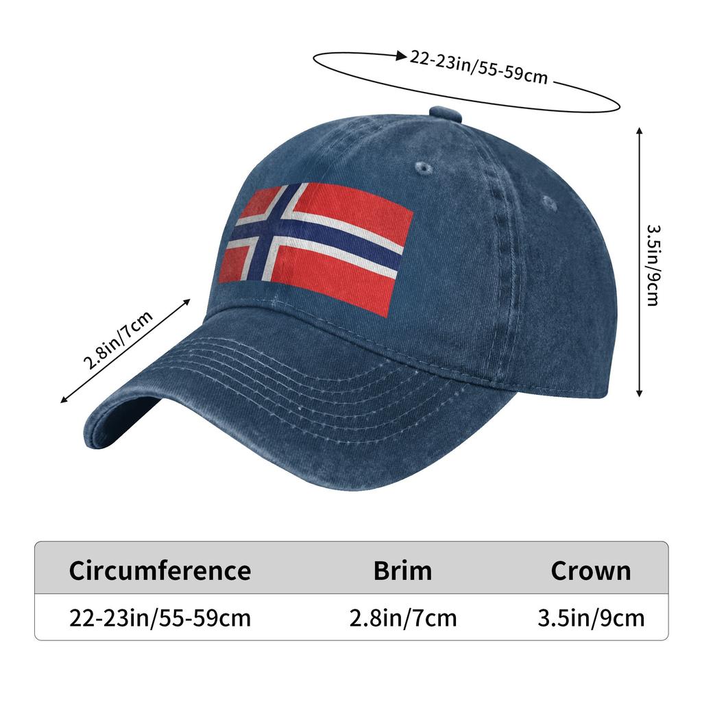 Norway Flag Baseball Caps Washed Denim Hats Adjustable Casquette Streetwear Baseball Cowboy Hat for Unisex Women