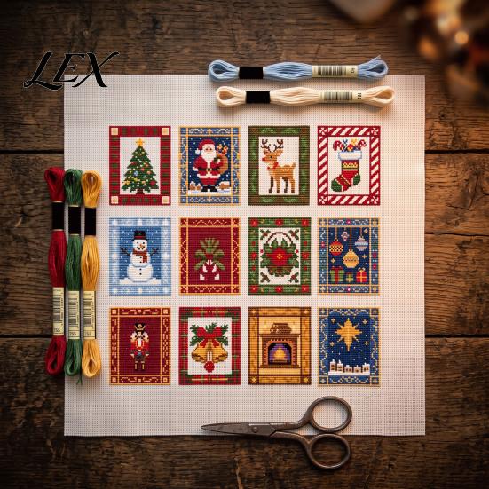 Christmas Art And Craft Projects Cross Stitch Kit, Winter Holiday DIY Embroidery Xmas Starter Kit for Adults Tree Adults, Home Decor Threads Tools