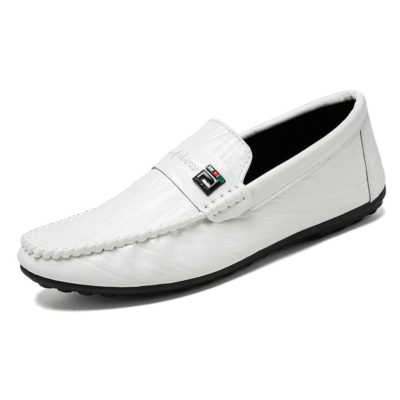 

Doudou shoes spring British versatile men s business casual leather shoes one pedal driving soft-soled loafers 44 белый