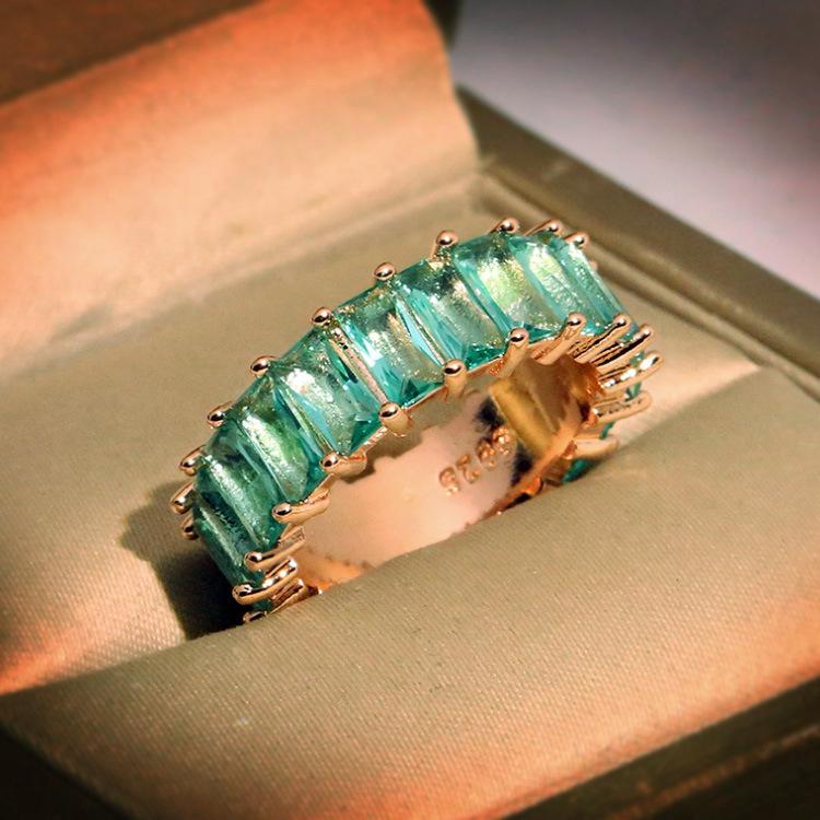 Yiwu Jewelry Aaa Square Zircon Color Plated, Real Gold Ring