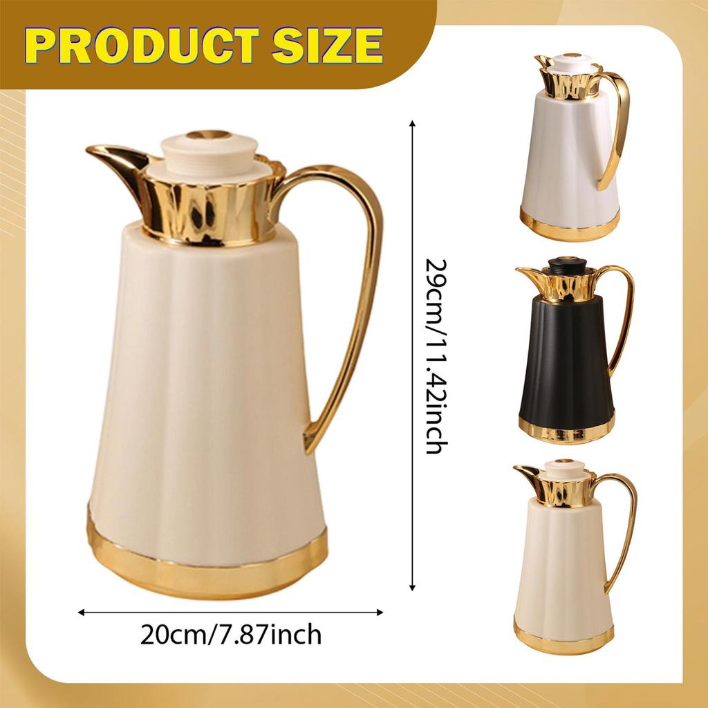 1000ML Arabic Insulated Thermal Coffee Carafe with Glass Liner Portable Vacuum Pot for Home Use Household Ornament Kettle