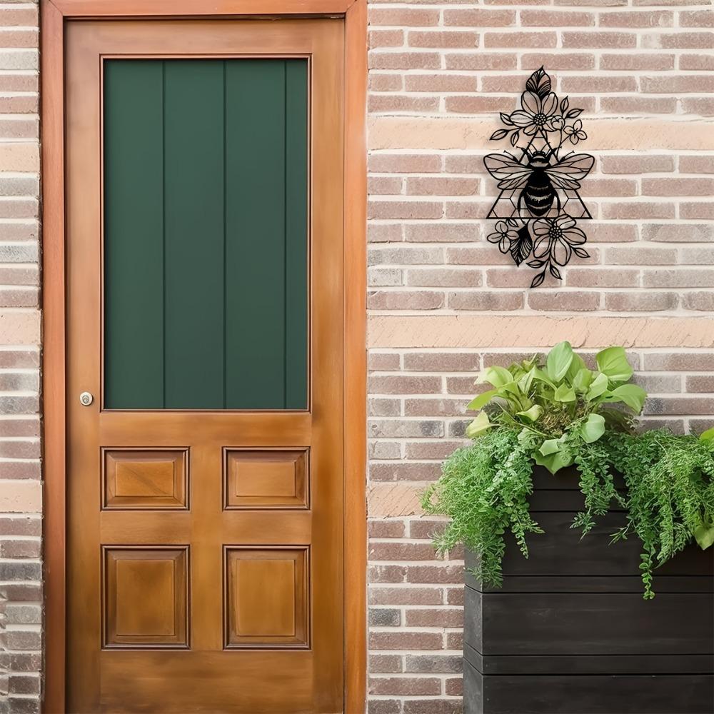 Black Iron Bee Floral Metal Wall Art Decor for Living Room Bedroom Home Gift