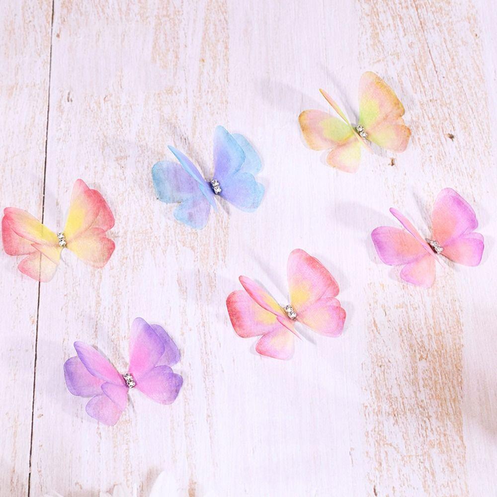 50 ks dvouvrstvé organzové látky s motýlími aplikacemi, oblečením, šitím, svatebními vlasovými doplňky