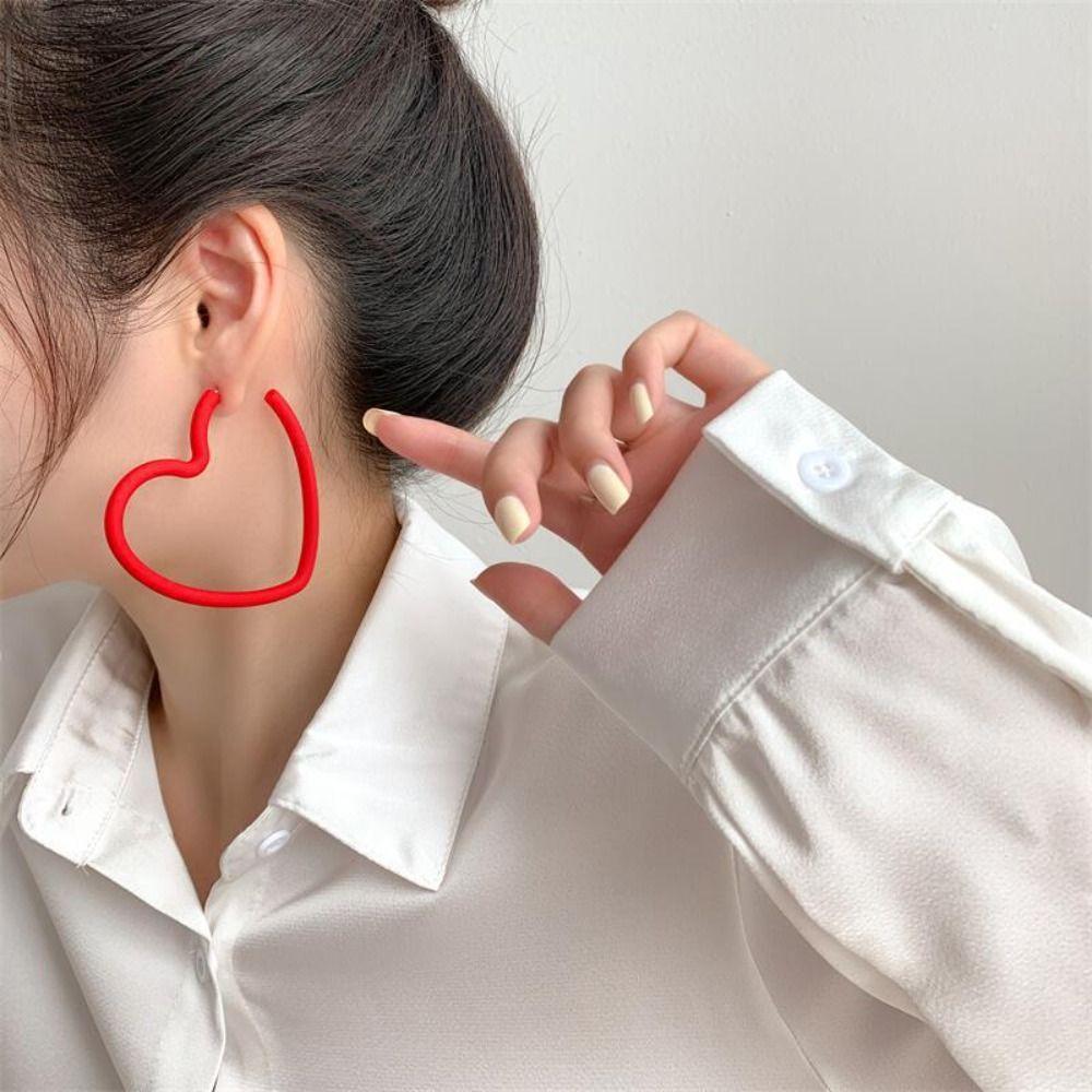 Exaggerated Love Heart Big Hoops Candy Colored Love Earrings Acrylic Love Heart Hoop Earring  Women