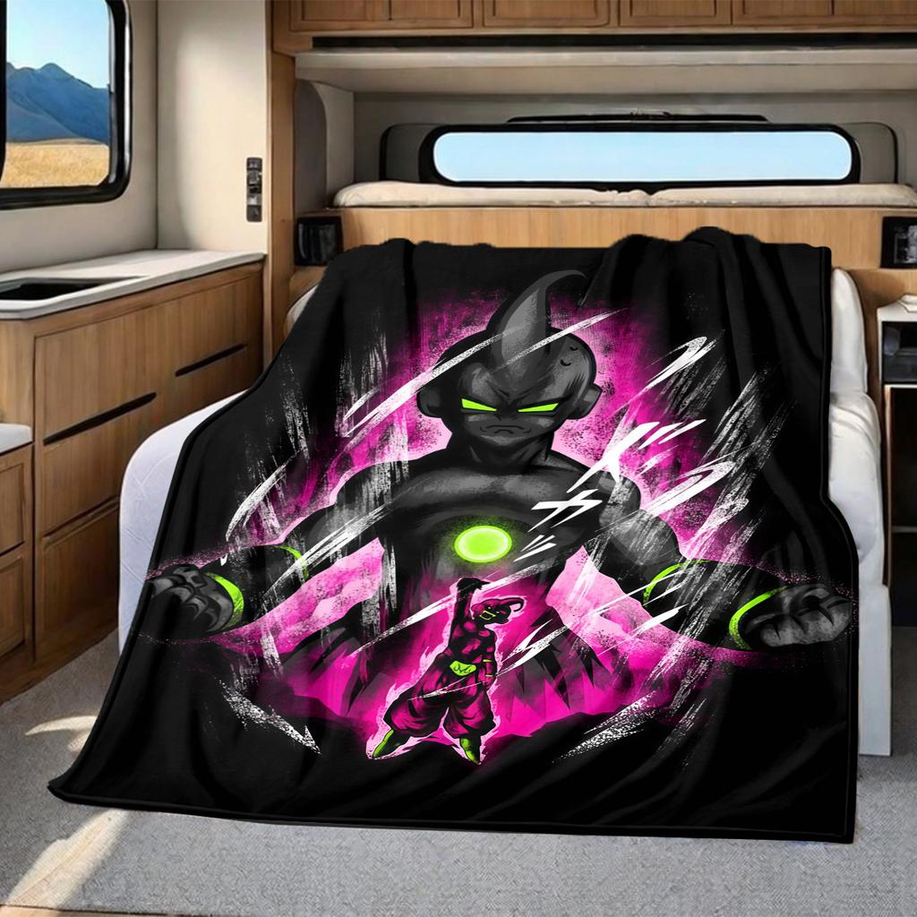 1PC Majin Buu Print Flannel Blanket, High quality All Seasons, Home Decor, Warmth and Comfort, Perfect for Christmas Gifts