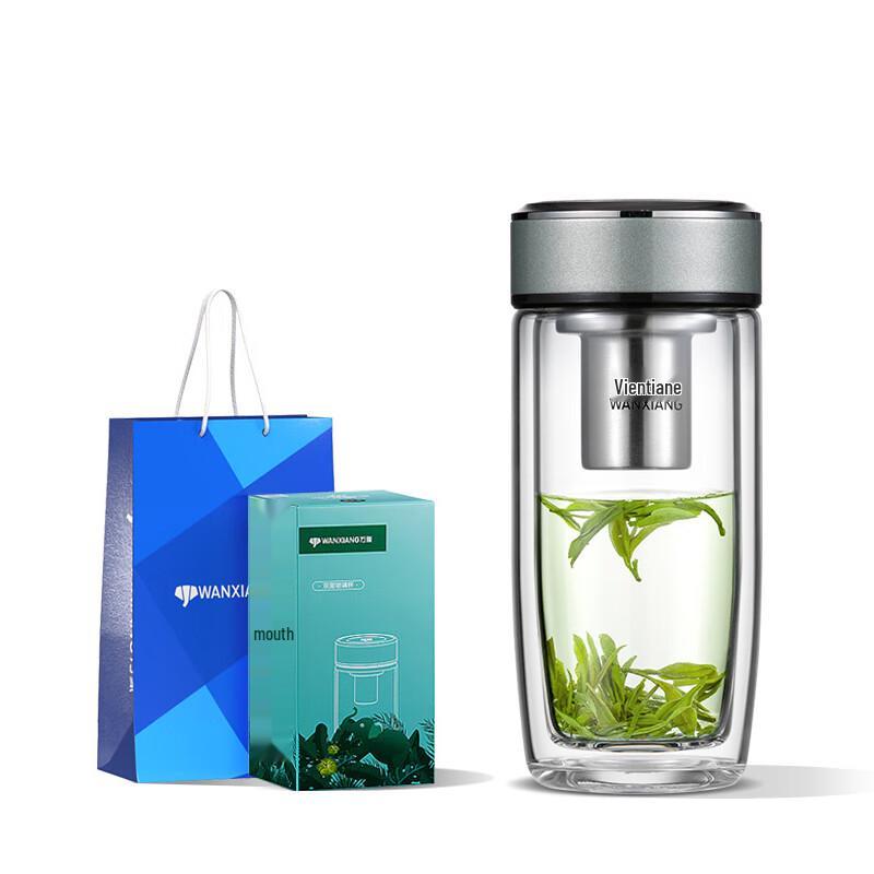 High Borosilicate Double-Wall Glass Tea Infuser Bottle