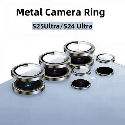 Anello in Vetro per Obiettivo Fotocamera per Samsung Galaxy S25 Ultra S24ultra Pellicola Protettiva Schermo S25ultra Colore Originale Tappo Metallico Custodia