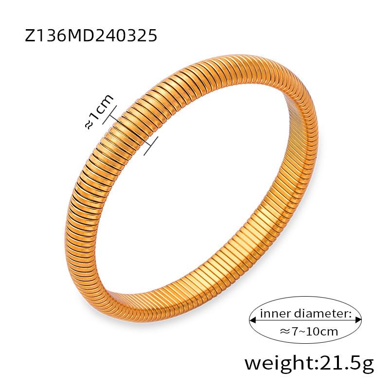 Wind Light Luxury Personalized Goose Throat Elastic Bracelet Women's French Titanium Steel Gold-plated Smooth Wide Version Bracelet Jewelry