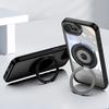 For iPhone 16e Magnetic Case PC+TPU Phone Cover with Rotating Metal Kickstand,Lens Protector