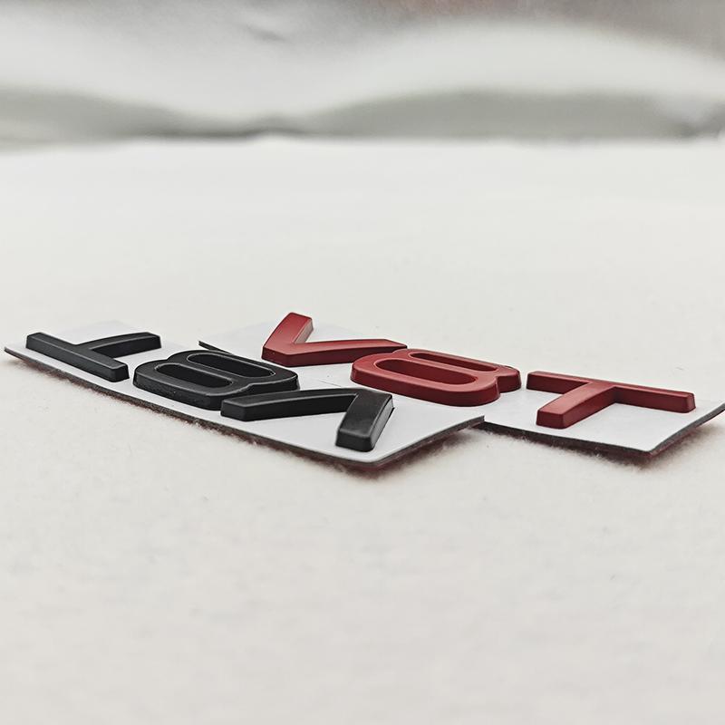 3D Metal V8T Logo Car Rear Trunk Side Fender Car Emblem Badge Sticker Decal For Audi RS6 RS7 RS A8 Q8 S8 SQ7 SQ8 Car Accessories