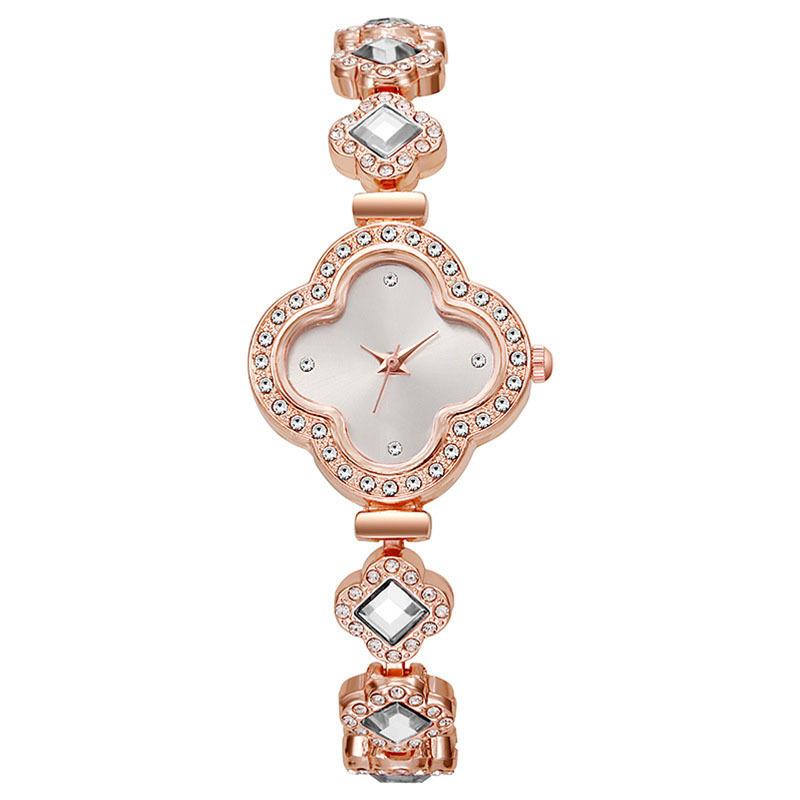 Ladies Classic Quartz Watch Embedded Rhinestone Bracelet Wristwatch
