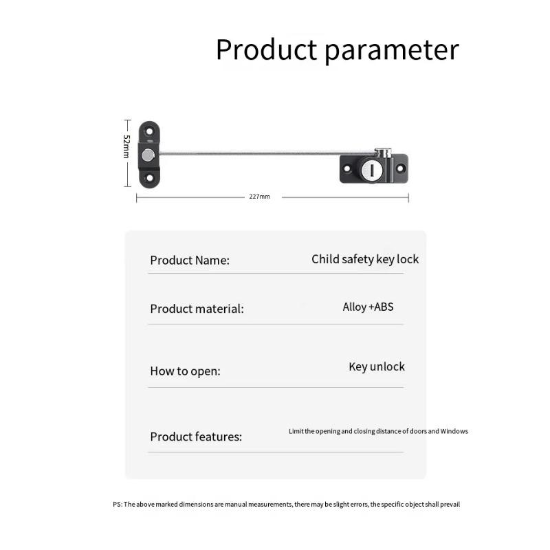 Limiteur de porte fenêtre Sécurité bébé enfant animal de compagnie Kits de verrouillage à chaîne de sécurité Acier inoxydable Limiteurs de fenêtre à battant
