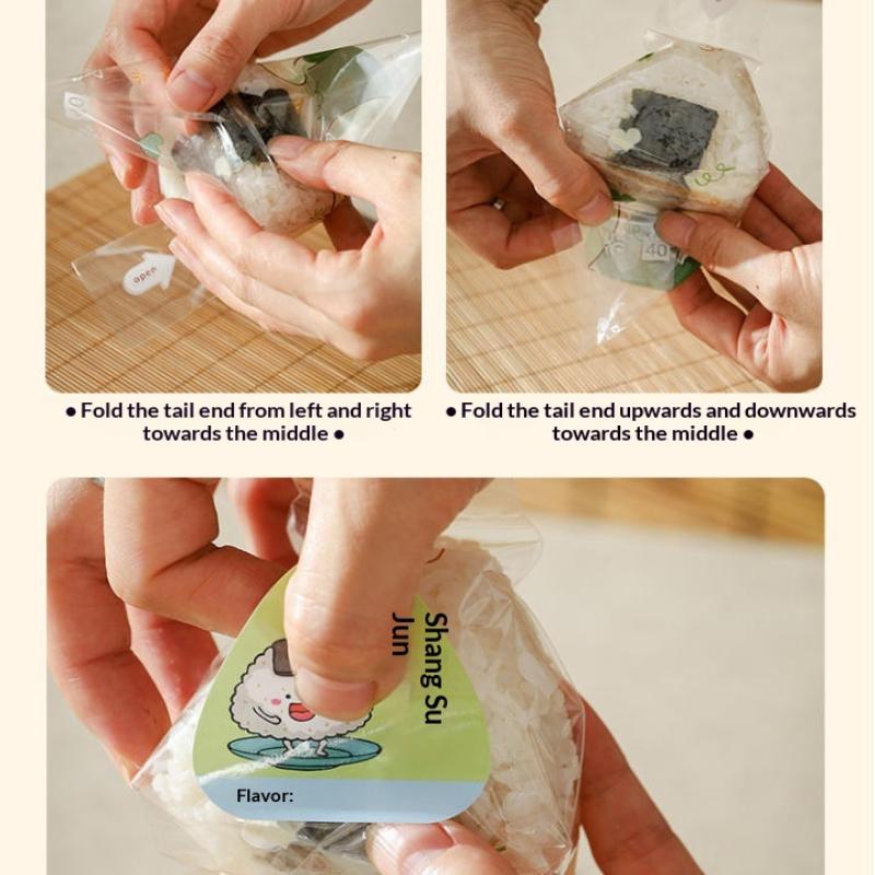 100Pcs Sushi Bags Lovely Japenese Triangle Rice Ball Disposable Packaging Bag Sushi Making Mold Bento Accessories