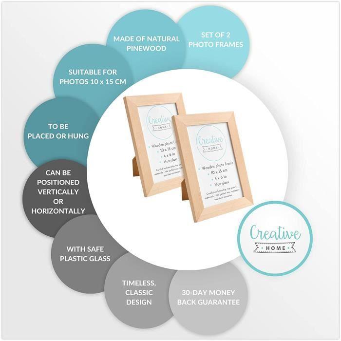 Photo Frame - Creative Home - 10x15cm - Natural Pine Wood - Unpainted - Wall-mounted