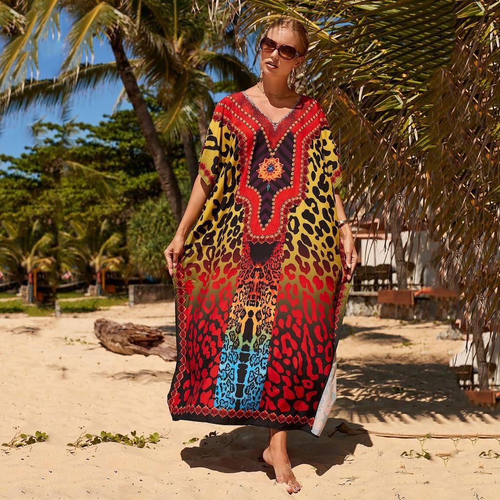 Leopard Print Evening Dress for Women - Colorful, Loose, Plus Size