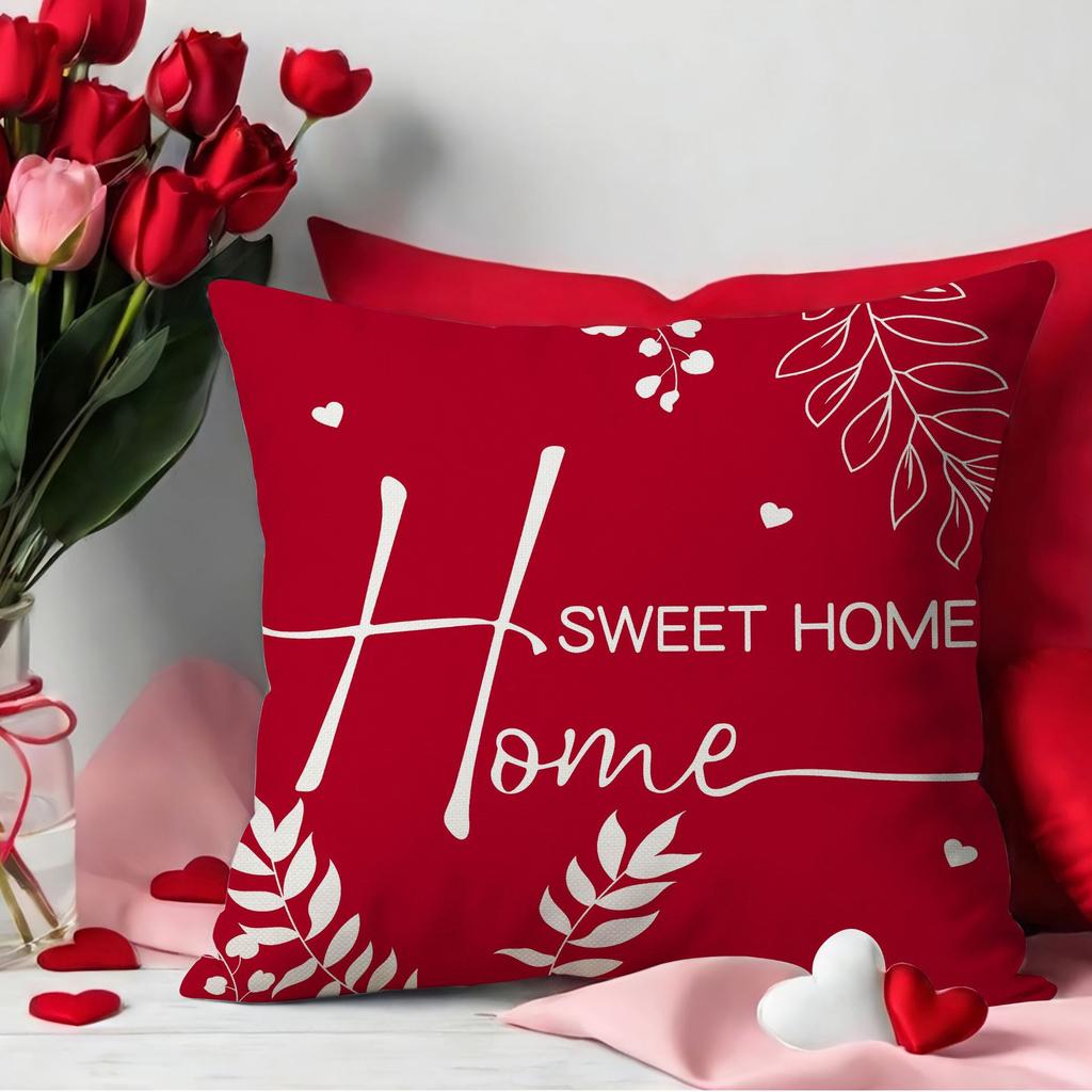 New Valentine's Day Red Love Pillow Case Sofa Pillow Letter Love Plaid