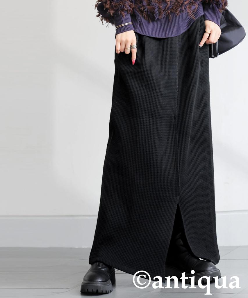 antiqua Oni Waffle Long Regular Size Skirt, Women's, 05, Black, NA-00509