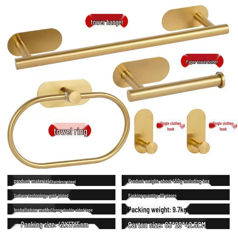 Stainless Steel No-Drill Bathroom Tissue & Towel Holder Rack