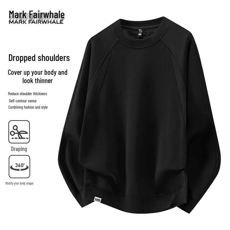 MARK FAIRWHALE Men s Casual Long Sleeve Round Neck T-Shirt M