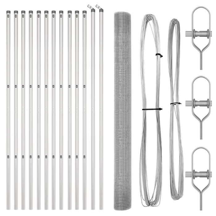 VidaXL Clôture en fil soudé avec 13 poteaux 1.6x25 m Acier galvanisé 3351622
