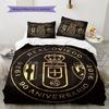 Ropa de Cama con Patrón del Real Oviedo, Juego de Colcha Funda de Colcha Funda de Almohada Regalo de Cumpleaños para el Hogar(1 * funda nórdica + 2 * fundas de almohada, sin núcleo)