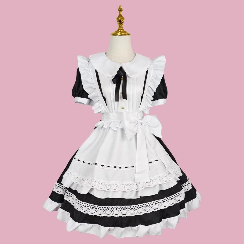 Gothic Lolita Palácio Europeu Mordomo Mulheres Tamanho Plus Hallowen Maid Cosplay Uniforme Menina Doce Japonesa Doce Vestido de Garçonete 5XL