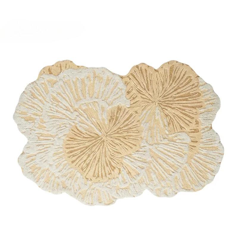 Art Style Carpets for Living Room Light Luxury Bedroom Decor Carpet Fluffy Soft Irregular Shape Bedside Rug Home Plush Floor Mat