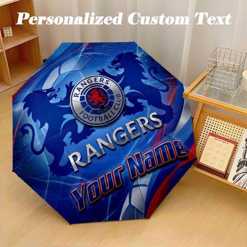 8 Rib Auto Folding Umbrella Rangers FC Print Custom Name Text Portable Rain Gear