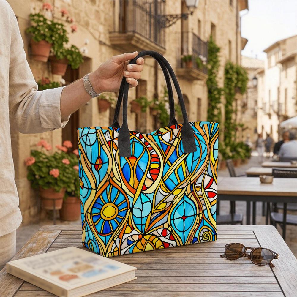 Stained Glass Pattern Tote Bag Fashion Casual Large Capacity Daily Use Handbag