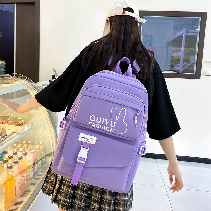 Rucksack-Set mit großem Fassungsvermögen, Schultasche, einfarbig, vierteiliger Rucksack für Damen