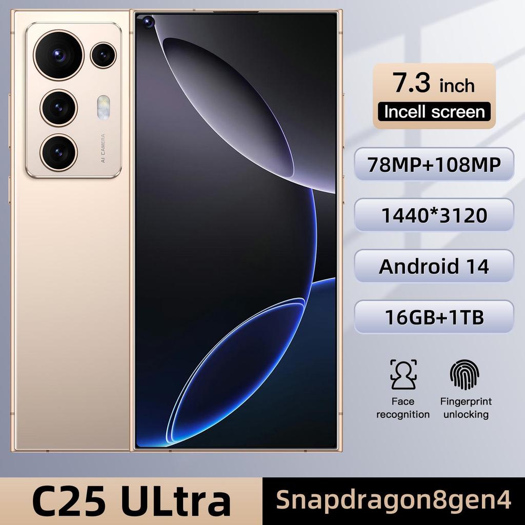 S25 Ultra 7.3-inch Android Smartphone, 4GB RAM+128GB Storage, HD Display, True 4G Global Version - Awaiting Shipment