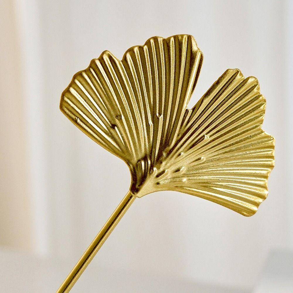 Gold Grey Iron Art Leaves Figurine Metal Ironwork Desktop Ornament  Entrance Decoration