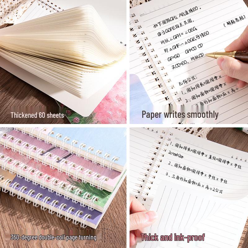 Oil Painting Landscape A5 Spiral Notebook: Cute and Thick Ruled Stationery Diary for Students