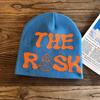 Deep Customization Puff Print Knitted Winter Cap Warm Knit Jacquard Ski Cuffless Punk Style Business Beanie Hats Common High