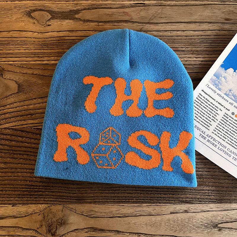 Deep Customization Puff Print Knitted Winter Cap Warm Knit Jacquard Ski Cuffless Punk Style Business Beanie Hats Common High