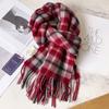 100 pure wool scarves, men's winter dark blue plaid cashmere scarves, high-end gifts for boyfriend, father, and elders