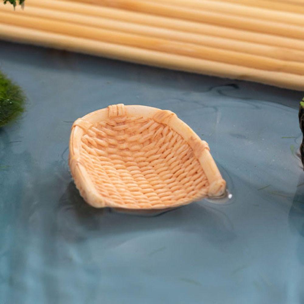 2pcs 2-4cm Bamboo Basket Chair Dustpan Dollhouse Simulation Decoration  Dolls House Accessories