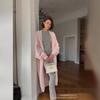 Autumn and winter European and American style hot sweater set women's loose extended version imitation mink cardigan + split skirt