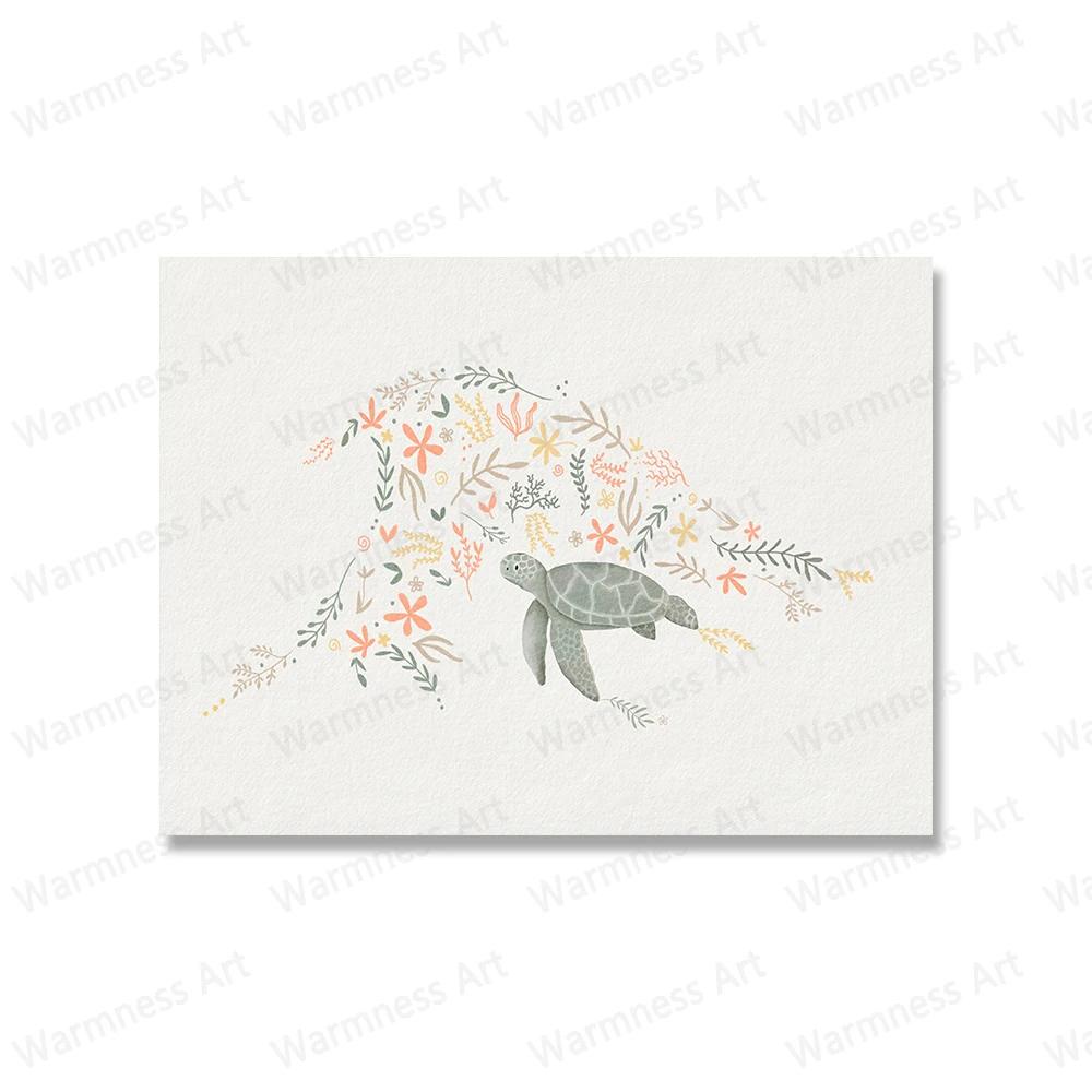 Girls Nursery Gallery Painting Whale Beach Surf Canvas Print Surfing Animals Tiger Elephant Zebra Wall Art Poster Pictures Decor