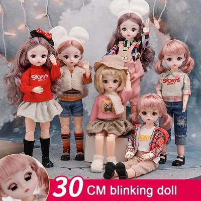 30 CM Mini Mobile 23 Bambole Snodate Ragazze Giocattolo 3D Grandi Occhi BJD Principessa Abiti Completi Collezione di Abiti Per Bambini Regalo bambola