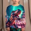 2024 Kids Clothes Dinosaur Graphic T Shirts Long Sleeve Children's Clothing Fashion Baby Summer Clothes Round Neck Boys T-Shirt