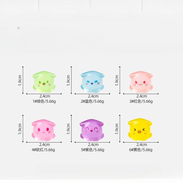 

10 шт. Миниатюрные фигурки светящихся осьминогов, миниатюрные животные, сделай сам, смоляные украшения, украшение для сказочного сада, моховой террариум, микроландшафт 1.9x2.4cm разноцветный