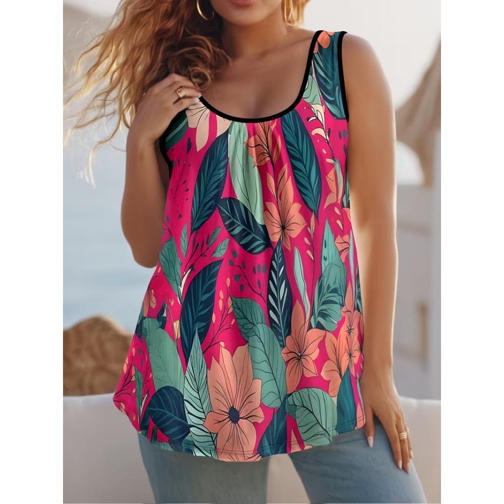 Women's Printed Pleated Tank Top
