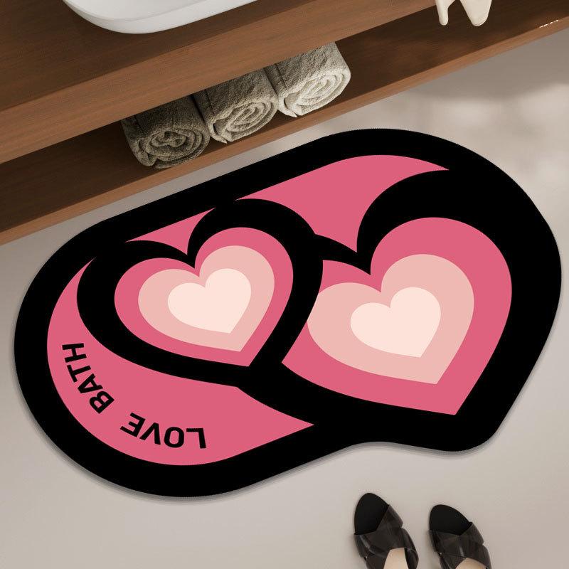

American Retro Love Diatom Mud Bathroom Floor Mat, Water-Absorbing Non-Slip Mat, Dirt-Resistant And Easy To Take Care Of, Bathroom Door Floor Mat 50*80cm