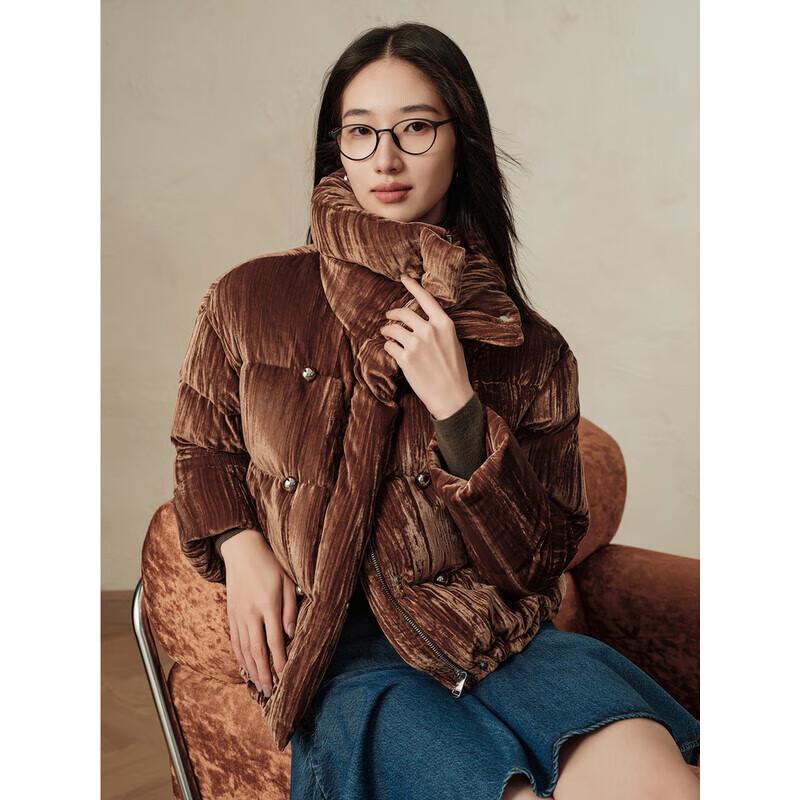 Annakol Meilade Women's Velvet Lapel Short Down Jacket