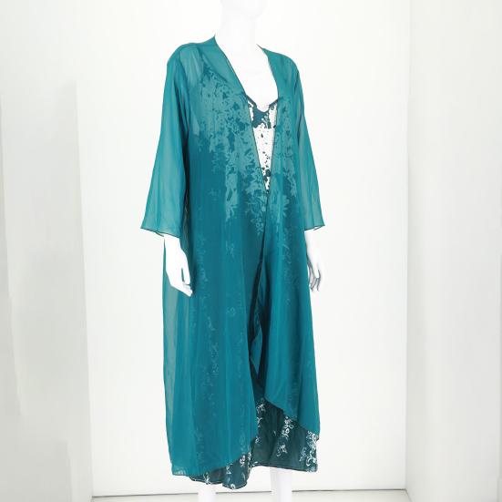 2Pcs/Set Dress Set V-Neck Large Hem Printed Summer Women Sling Design Dress Long