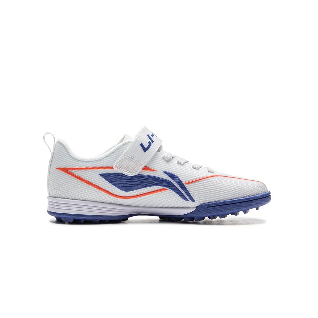 Li Ning Jugend-Fußballschuhe Mode Sport Einfache Low-Top-Fußballschuhe Kinder-Fußballschuhe Standard-Weiß Tiefblau YKGV004-1