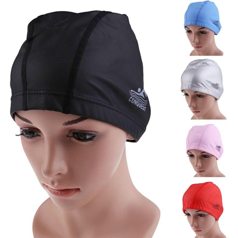 

Men Women Elastic Silicone Swimming Cap Stretch Waterproof Protect Ear Hat чорний