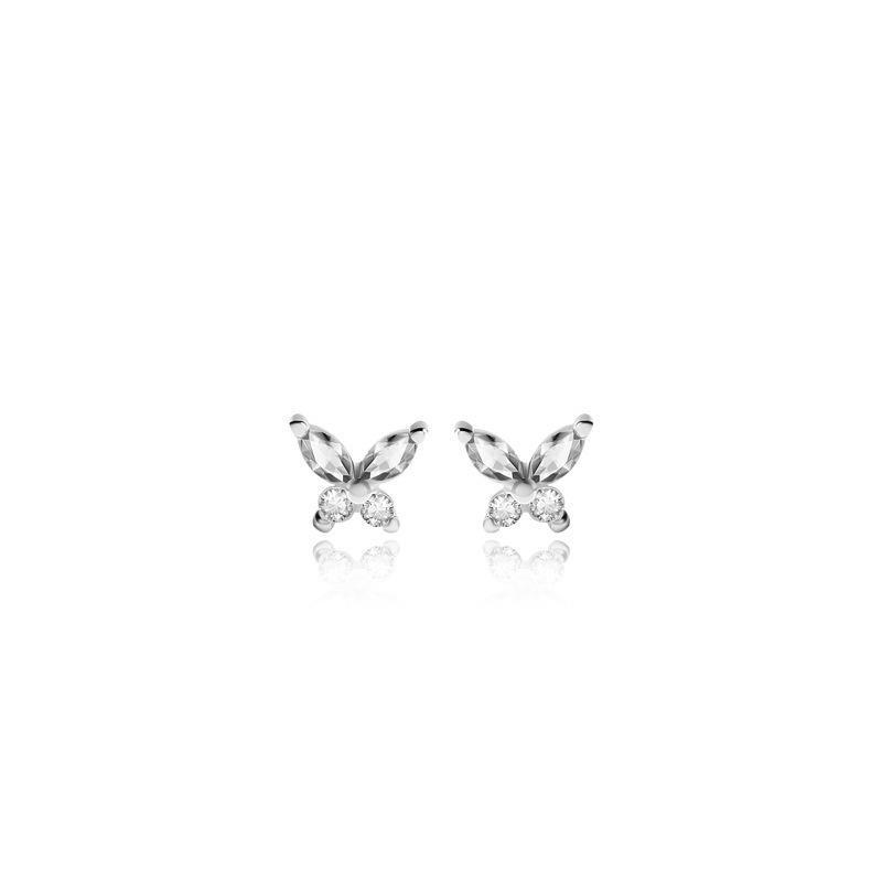Sterling Silver Butterfly Zircon Earrings - Korean Style Fashion, Elegant and Trendy