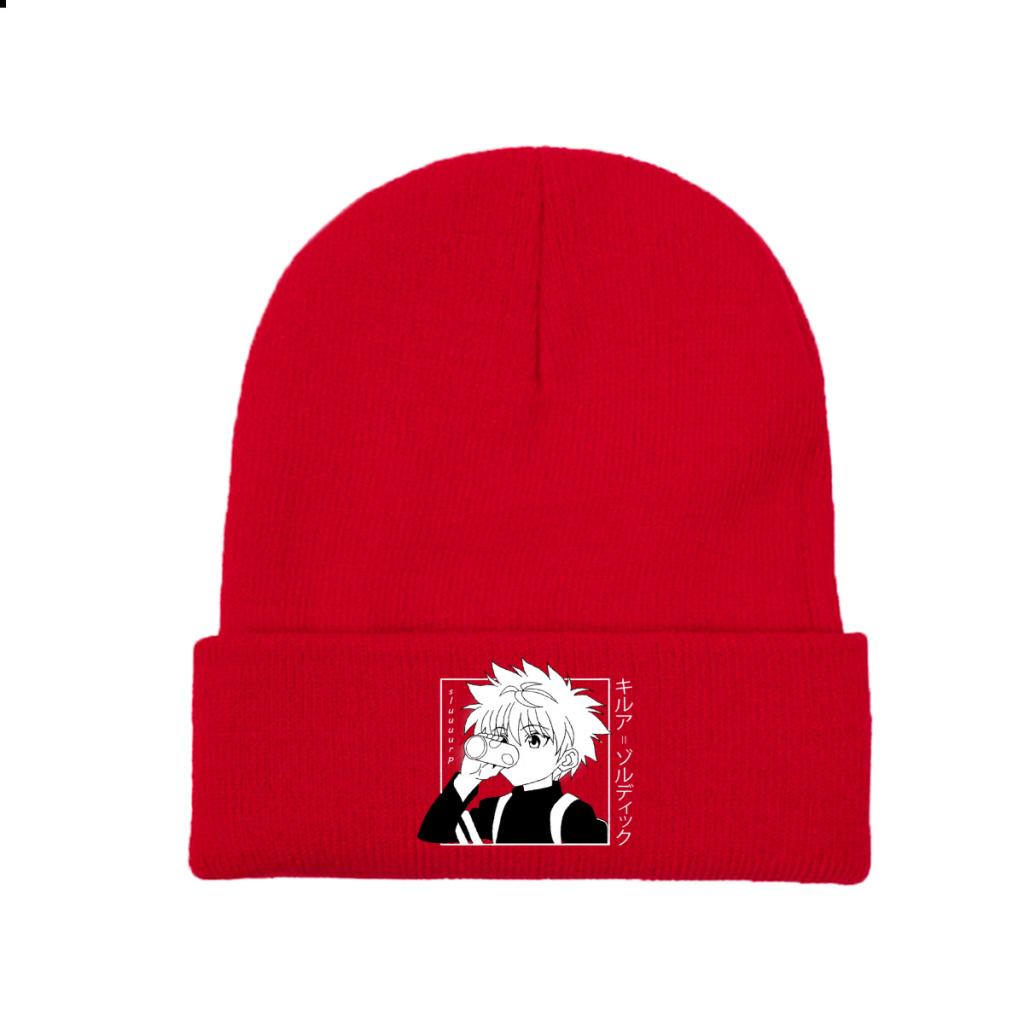 Kawaii Hunter X Hunter Killua Zoldyck Pletená čepice pro ženy Unisex Skullies Čepice Zimní čepice HXH Anime Manga Casual Cap